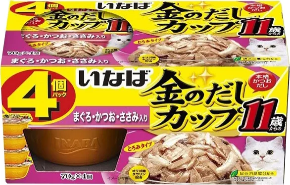 いなば 金のだしカップ 11歳からのまぐろ・かつお・ささみ入り