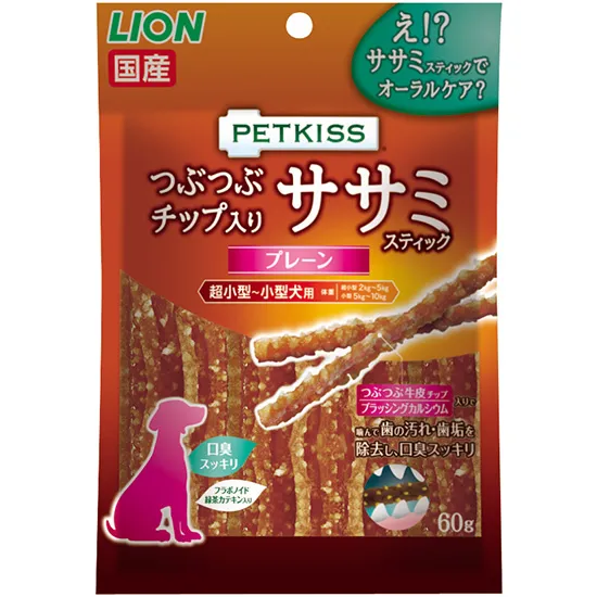 ライオン PETKISS つぶつぶチップ入りササミスティック 60g