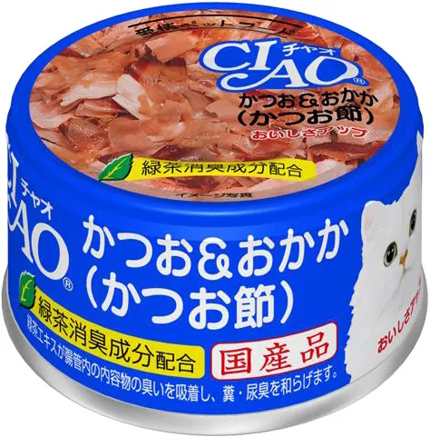いなば CIAO ホワイティ かつお&おかか(かつお節) 85g×24缶