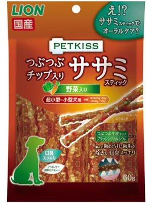 ライオン PETKISS つぶつぶチップ入りササミスティック 60g