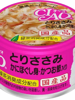 いなば CIAO ホワイティ とりささみ かにほぐし身・かつお節入り 85g×24缶