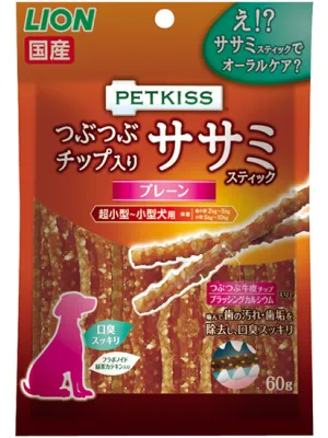 ライオン PETKISS つぶつぶチップ入りササミスティック 60g