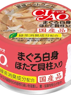 いなば CIAO ホワイティ まぐろ白身 ほたて貝柱入り 85g×24缶