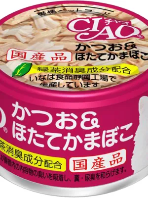 いなば CIAO ホワイティ かつお&ほたてかまぼこ 85g×24缶
