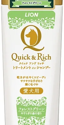 商品 ライオン Quick&Rich トリートメントインシャンプー 全犬種用 フォレストグリーン 200ml 画像