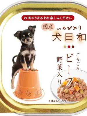 商品 犬日和トレイ ごろごろビーフ 野菜入り 100g×3 画像