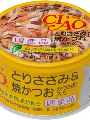 いなば CIAO ホワイティ とりささみ&焼きかつお かつお節入り 85g×24缶