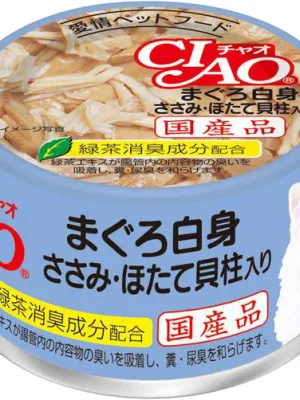 いなば CIAO ホワイティ まぐろ白身 ささみ・ほたて貝柱入り 85g×24缶