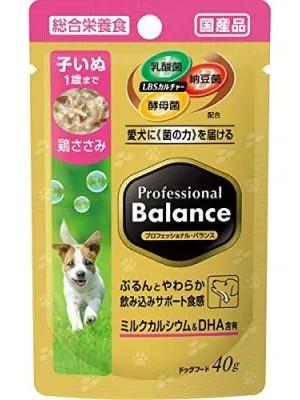 商品 プロフェッショナル・バランス パウチ 子いぬ 1歳まで 鶏ささみ 画像