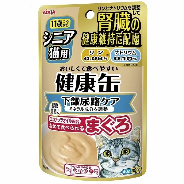 商品 シニア猫用 健康缶パウチ 下部尿路ケア まぐろ 40g×3袋 画像