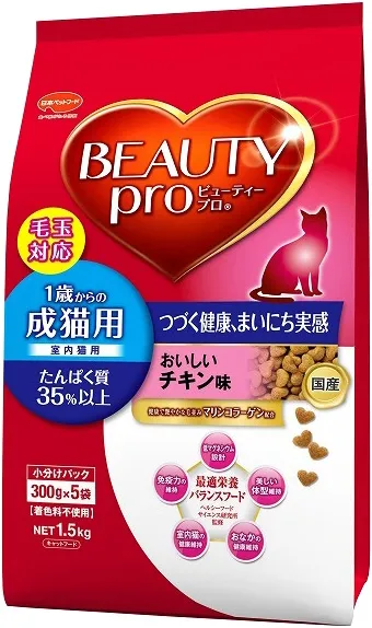 商品 日本ペットフード ビューティープロ 成猫用 チキン味 1.5kg 画像
