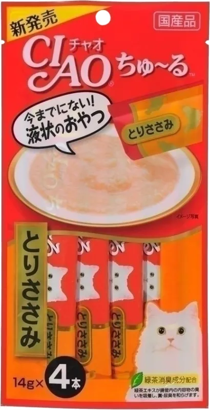 商品 いなば CIAO ちゅ〜る とりささみ 14g×4本 画像