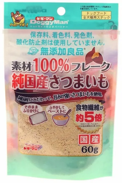 商品 ドギーマン 無添加良品 素材100%フレーク 純国産さつまいも 60g 画像
