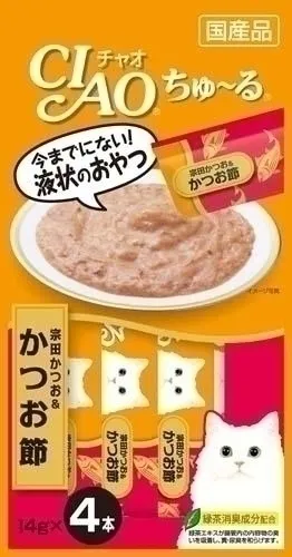 商品 いなば CIAO ちゅ〜る 宗田かつお&かつお節 14g×4本 画像