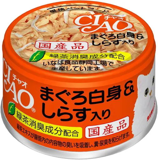 商品 いなば CIAO ホワイティ まぐろ白身 しらす入り 85g×24缶 画像