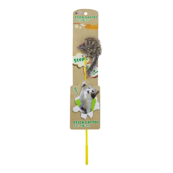 商品 ねこがくれ スティック猫じゃらし グレーねずみ 画像