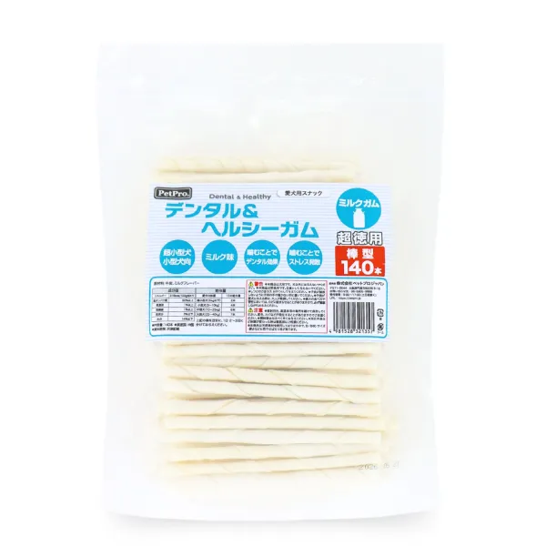 商品 ペットプロ デンタルヘルシーガム ミルクガム棒型 超徳用140本 画像