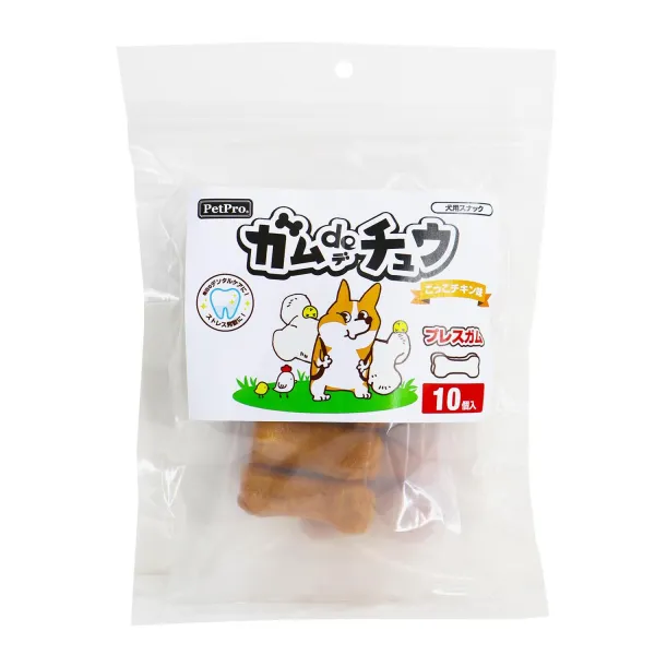 商品 ペットプロ ガムdeチュウ こっこチキン味 プレスガム 10個入 画像