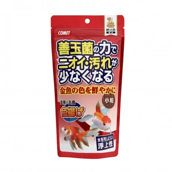 商品 コメット 金魚の主食 善玉菌の力でニオイ・汚れが少なくなる 納豆菌配合 色揚げ 小粒 180g 画像