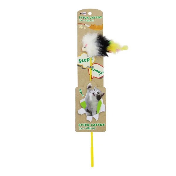 商品 ねこがくれ スティック猫じゃらし しろくろねずみ 画像
