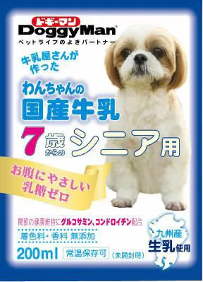 商品 ドギーマン 牛乳屋さんが作ったわんちゃんの国産牛乳 7歳からのシニア用 画像