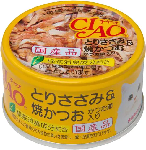 商品 いなば CIAO ホワイティ とりささみ&焼きかつお かつお節入り 85g×24缶 画像