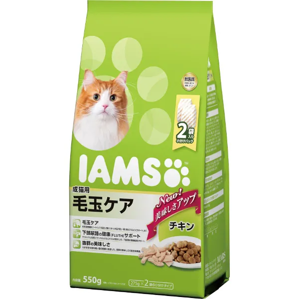 商品 アイムス 成猫用 毛玉ケア チキン 550g 画像