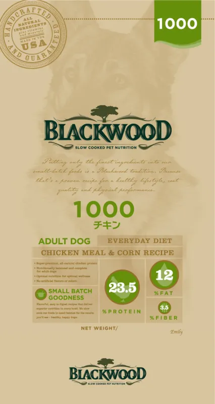 商品 ブラックウッド 1000 チキン 全犬種 成犬期-老齢期 画像