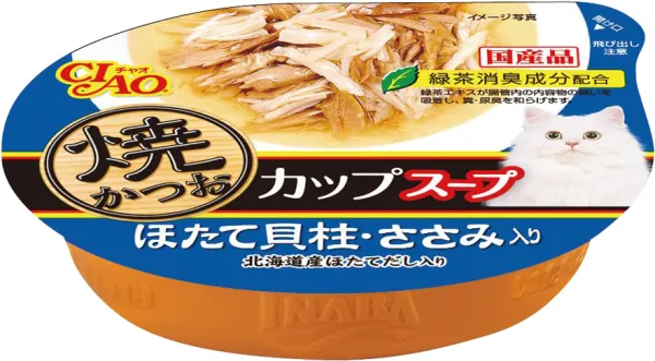 商品 いなば CIAO 焼かつおカップスープ ほたて貝柱・ささみ入り 画像