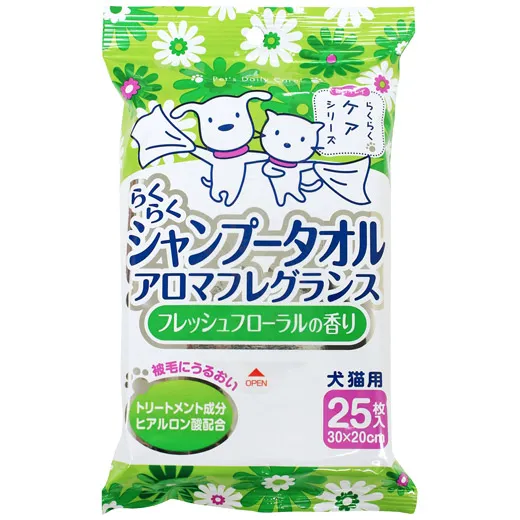 商品 スーパーキャット らくらくシャンプータオル フレッシュフローラルの香り 25枚入 画像