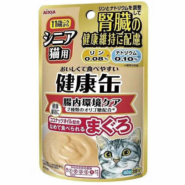 商品 シニア猫用 健康缶パウチ 腸内環境ケア まぐろ 40g×3袋 画像